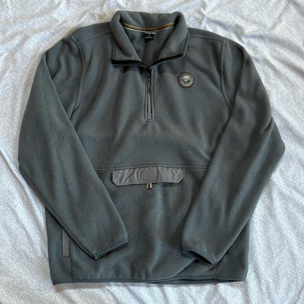 Gray Quarter-Zip Fleece Sweater
